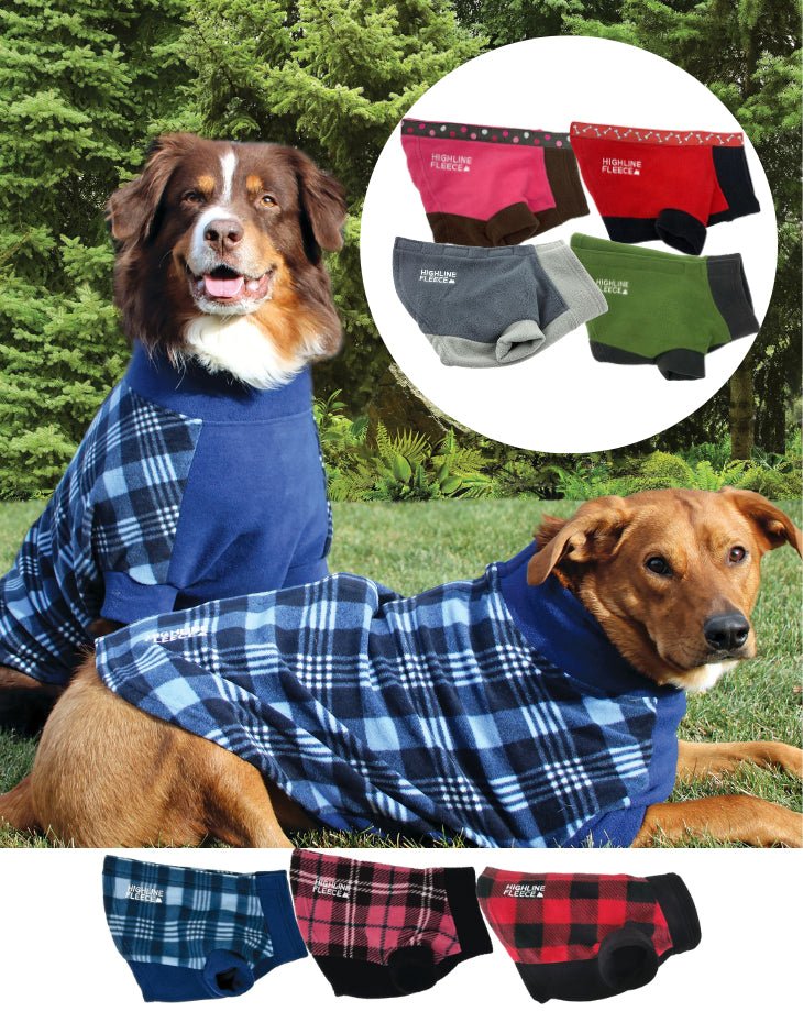 dog gear fleece Highline Fleece Dog Wrap Coat Pink Plaid / Size 14