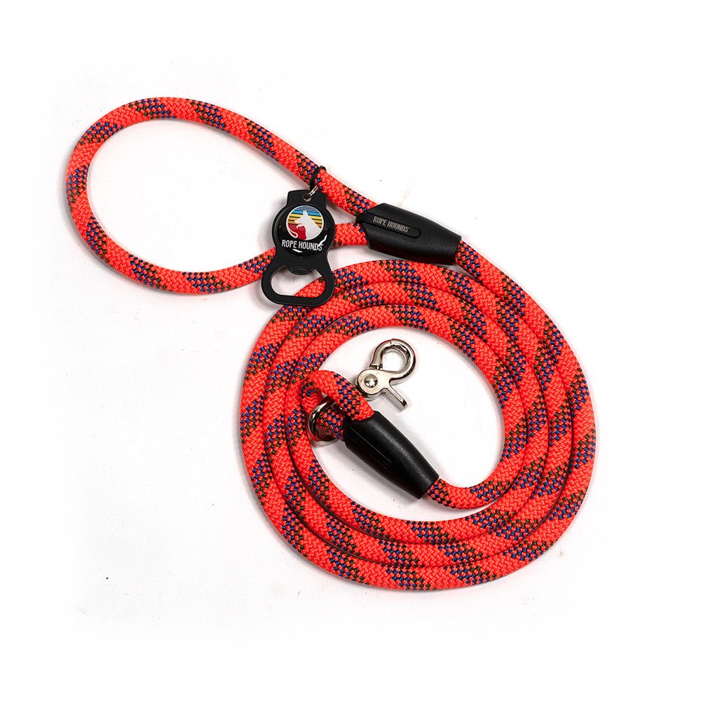 Classic Climbing Rope Dog Leash - Reds/Oranges