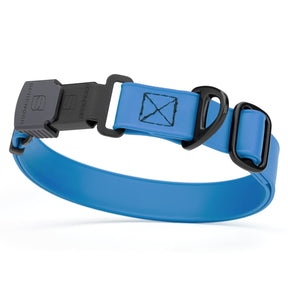 light blue adjustable waterproof biothane dog collar with stainless steel buckle – stink proof, made in usa, durable pet collar for active dogs
