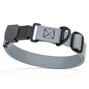gray adjustable waterproof biothane dog collar with stainless steel buckle – stink proof, made in usa, durable pet collar for active dogs