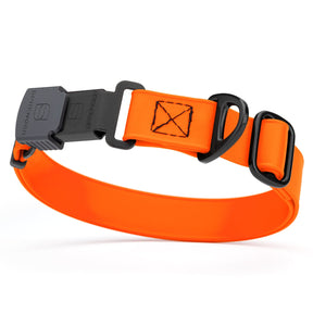 orange adjustable waterproof biothane dog collar with stainless steel buckle – stink proof, made in usa, durable pet collar for active dogs