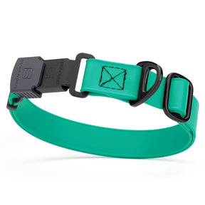 green adjustable waterproof biothane dog collar with stainless steel buckle – stink proof, made in usa, durable pet collar for active dogs