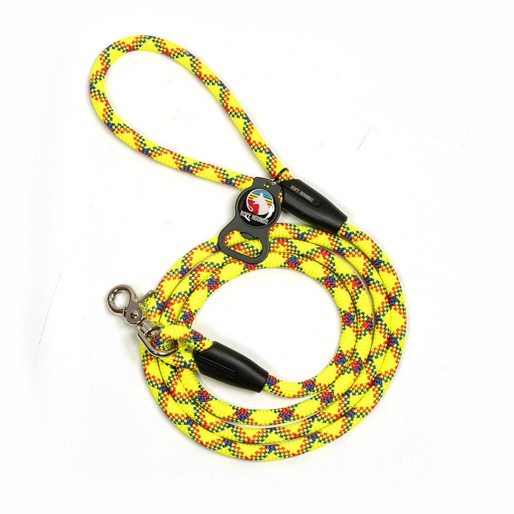 Classic Climbing Rope Dog Leashes - Greens/Yellows