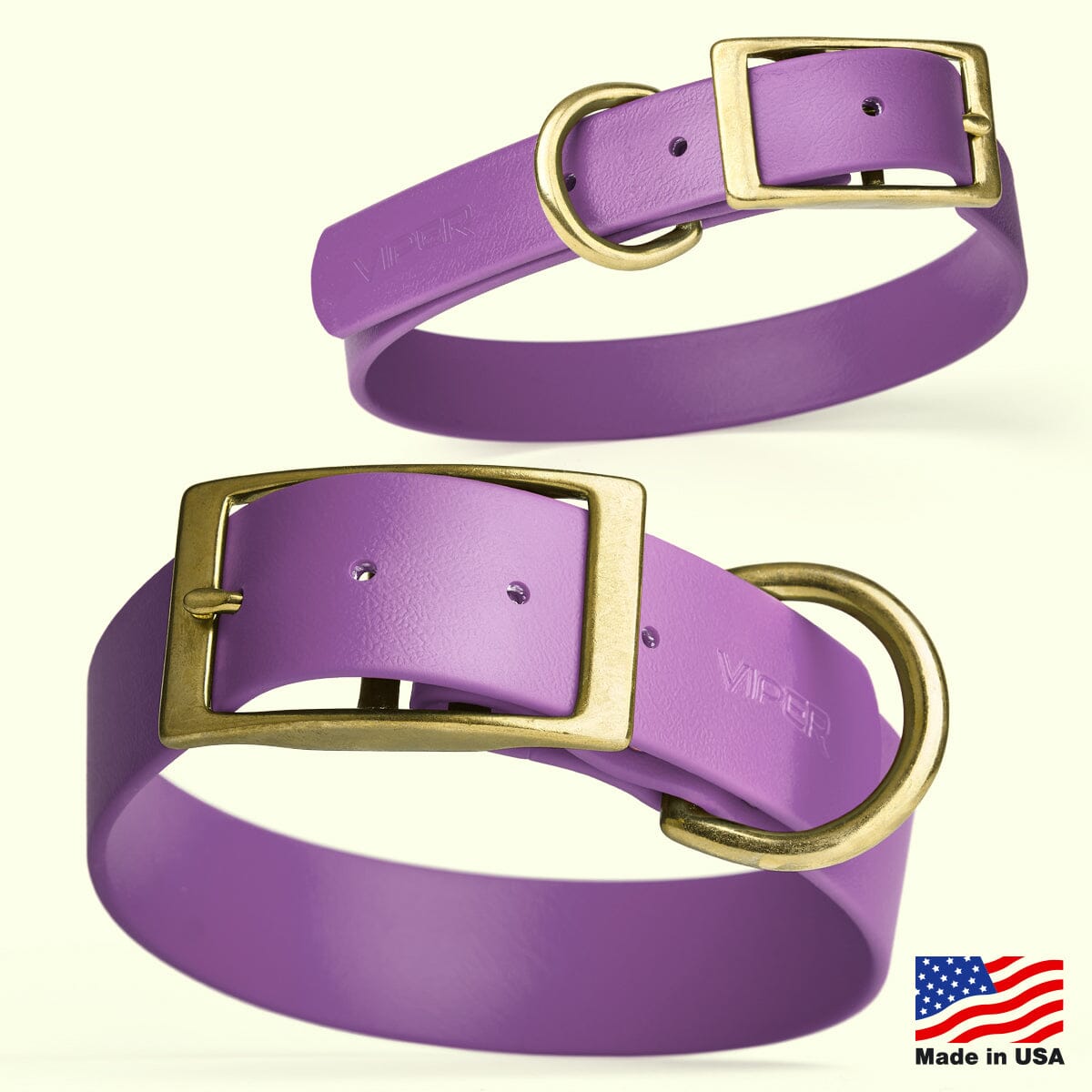 Biothane Waterproof Dog Collar - Brass Hardware - 1.5in Wide - Size XL (20" - 24" Neck)