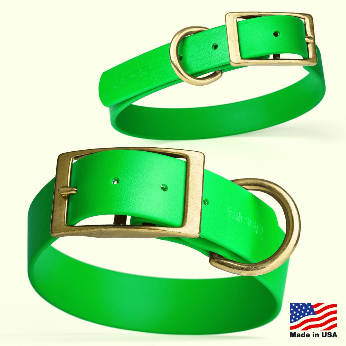 Biothane Waterproof Dog Collar - Brass Hardware - 1.5in Wide - Size L (16" - 20" Neck)