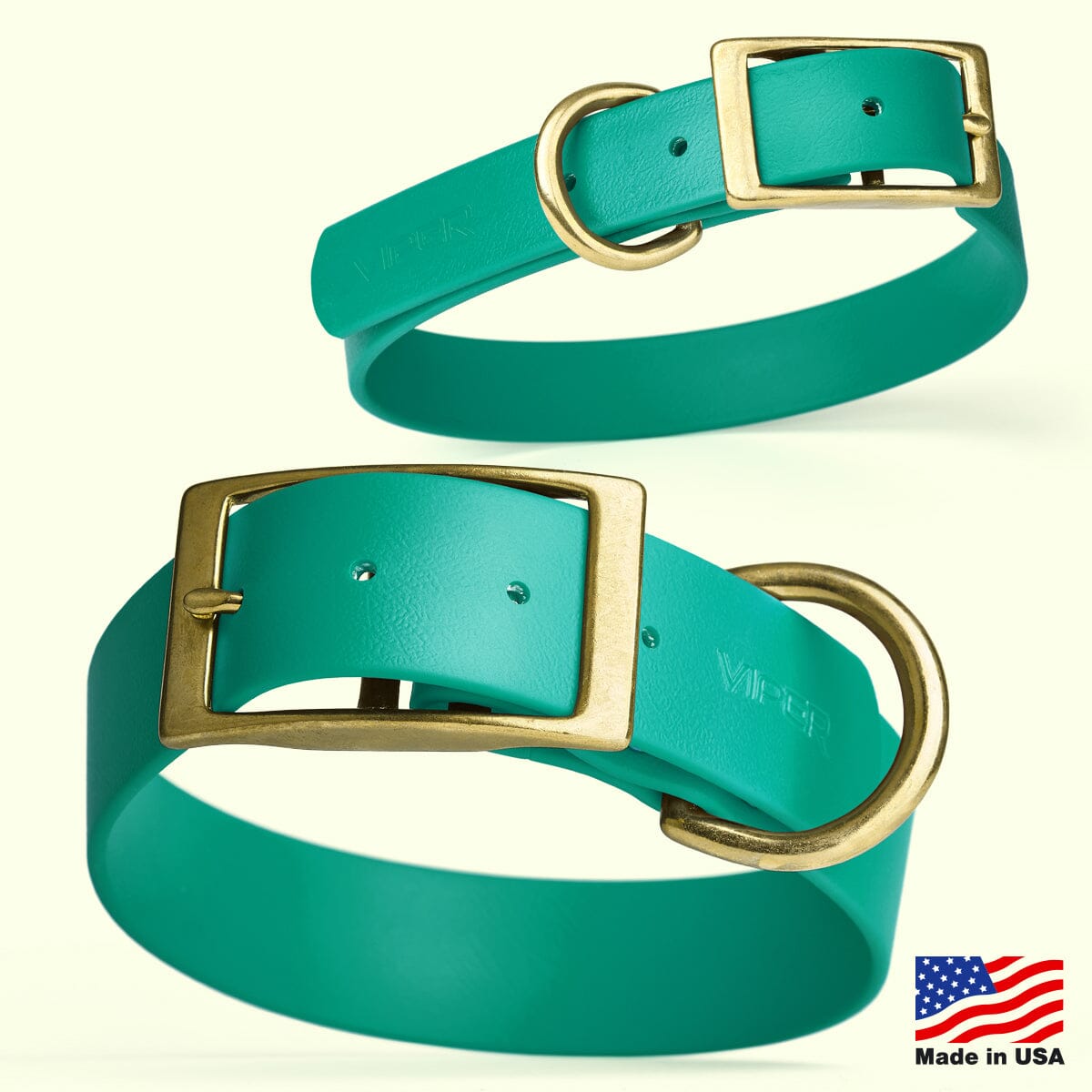 Biothane Waterproof Dog Collar - Brass Hardware - 1.5in Wide - Size XXL (24" - 28" Neck)