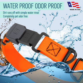 adjustable waterproof biothane dog collar with stainless steel buckle – stink proof, made in usa, durable pet collar for active dogs