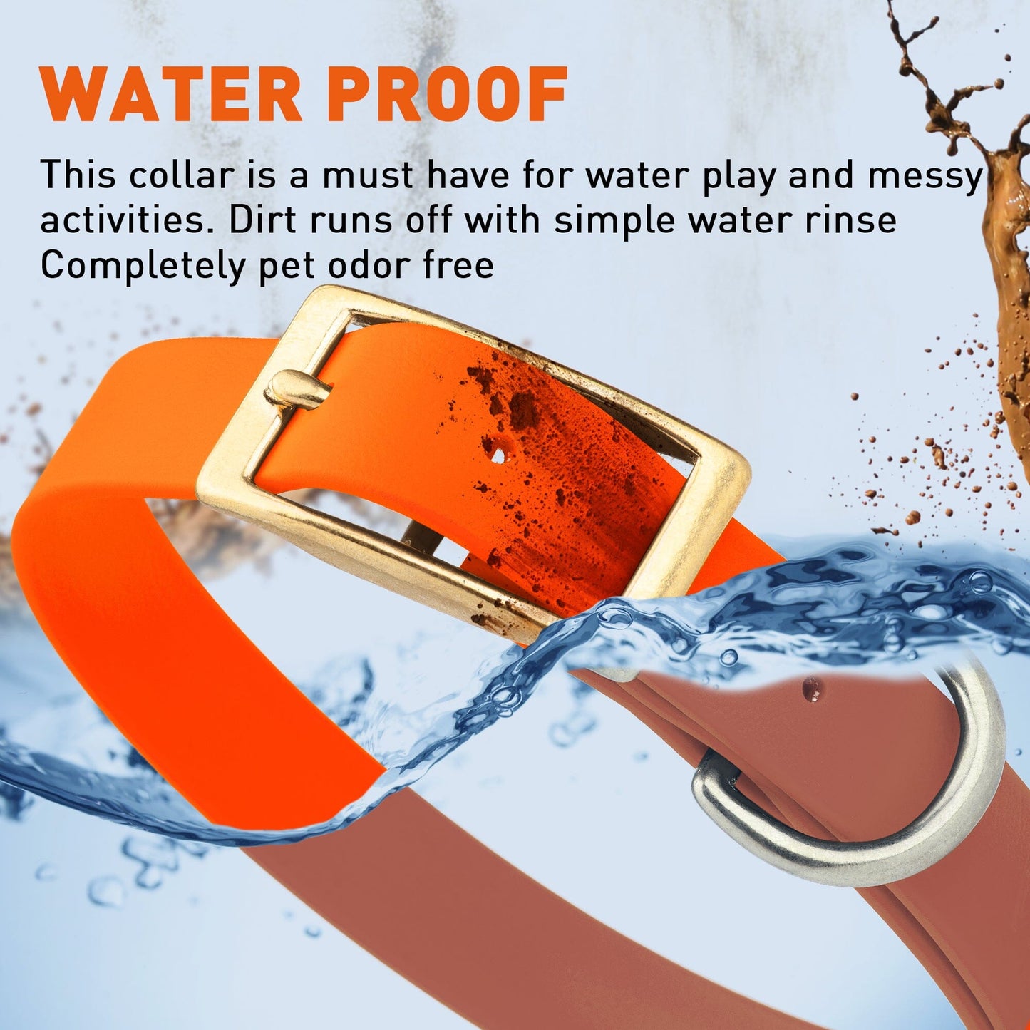 Biothane Waterproof Dog Collar - Brass Hardware - Size XL (22" - 25" Neck)