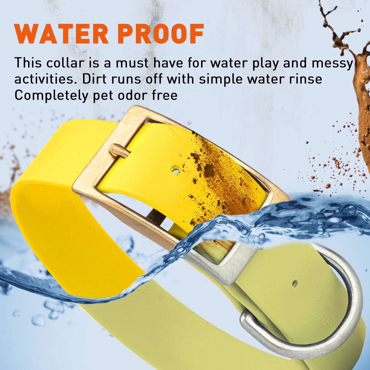 Biothane Waterproof Dog Collar - Brass Hardware - 1.5in Wide - Size XL (20" - 24" Neck)