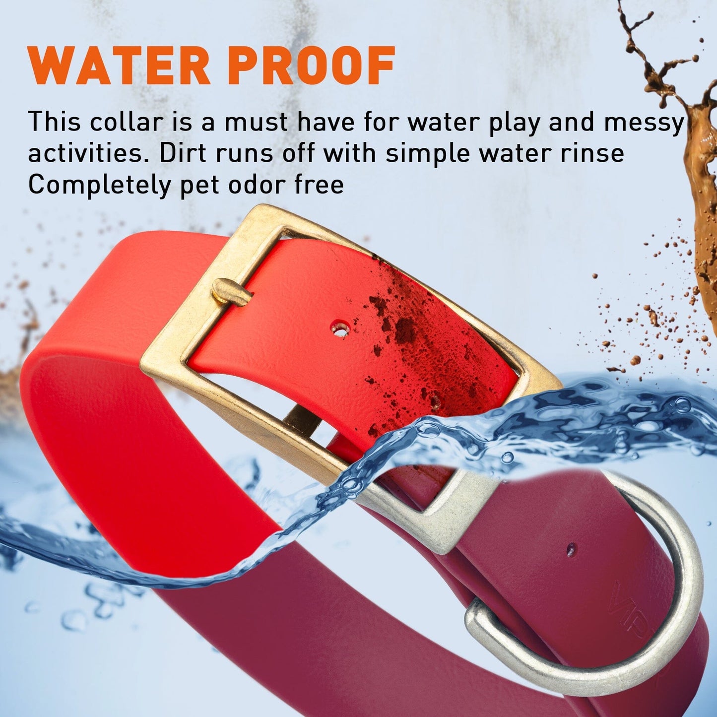 Viper Biothane Waterproof Dog Collar - Brass Hardware - 1.5in Wide, Size XXL (24 to 28 inches)
