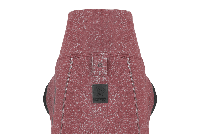 hemp dog sweaters Ruffwear Hemp Hound from the top with light loop firebrick red