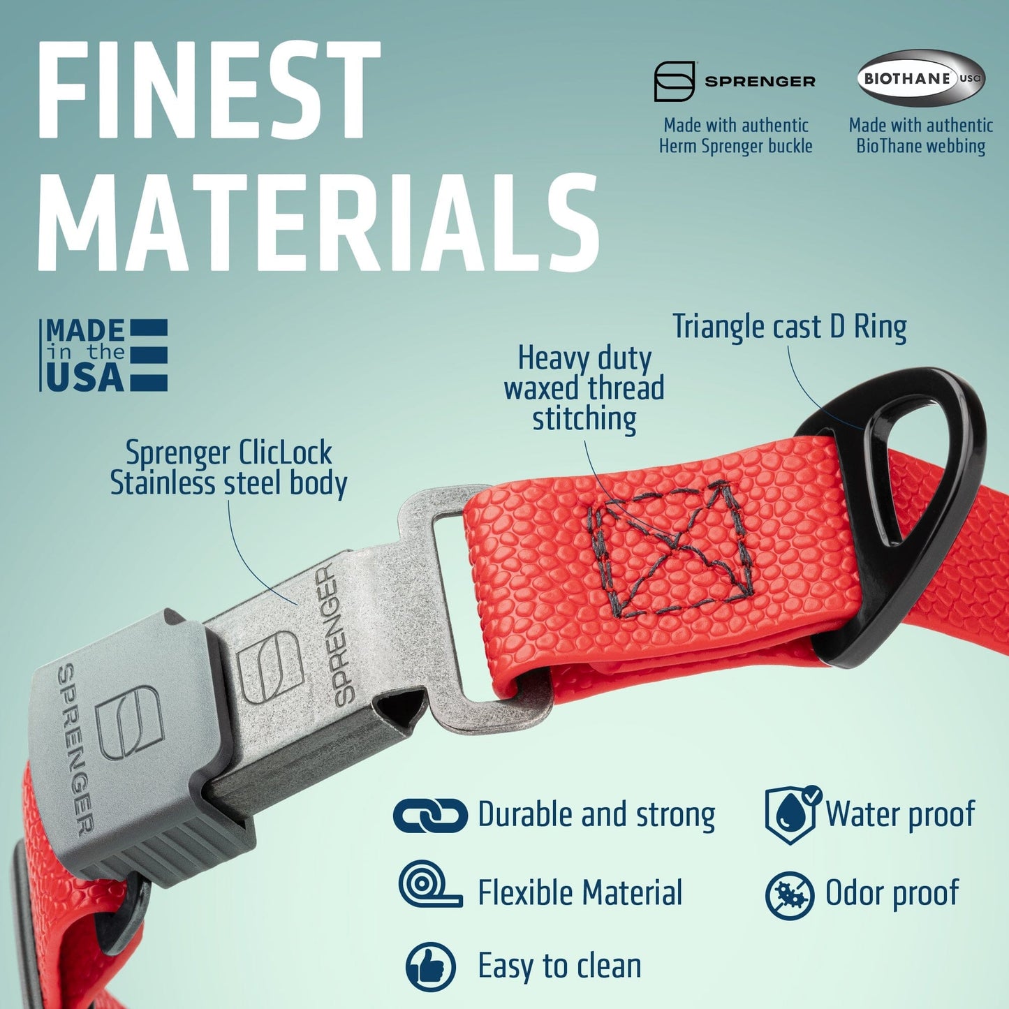 Waterproof Pebble Emboss Biothane Dog Collar with Herm Sprenger Stainless Steel ClicLock Buckle