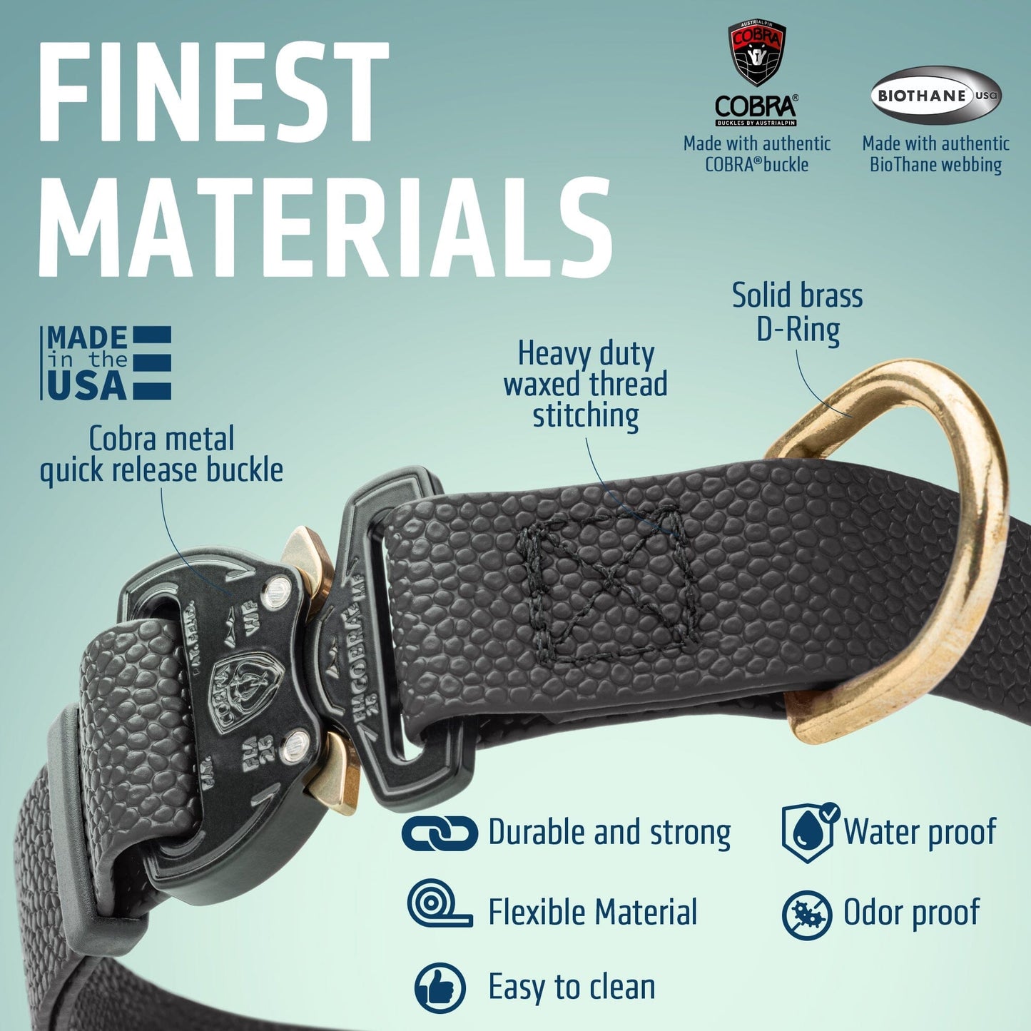 Waterproof Pebble Emboss BioThane Dog Collar with Heavy Duty Cobra Buckle