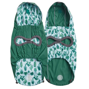 Reversible Dog Raincoat - Green/Cactus Dog Rain Jacket With Hood