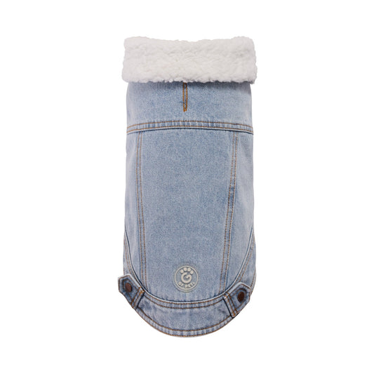GF PET denim dog coat with sherpa lining – warm jean jacket for dogs