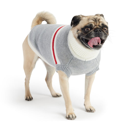 Trekking Dog Sweater - Grey Mix Red and white stripe Winter Dog Sweaters