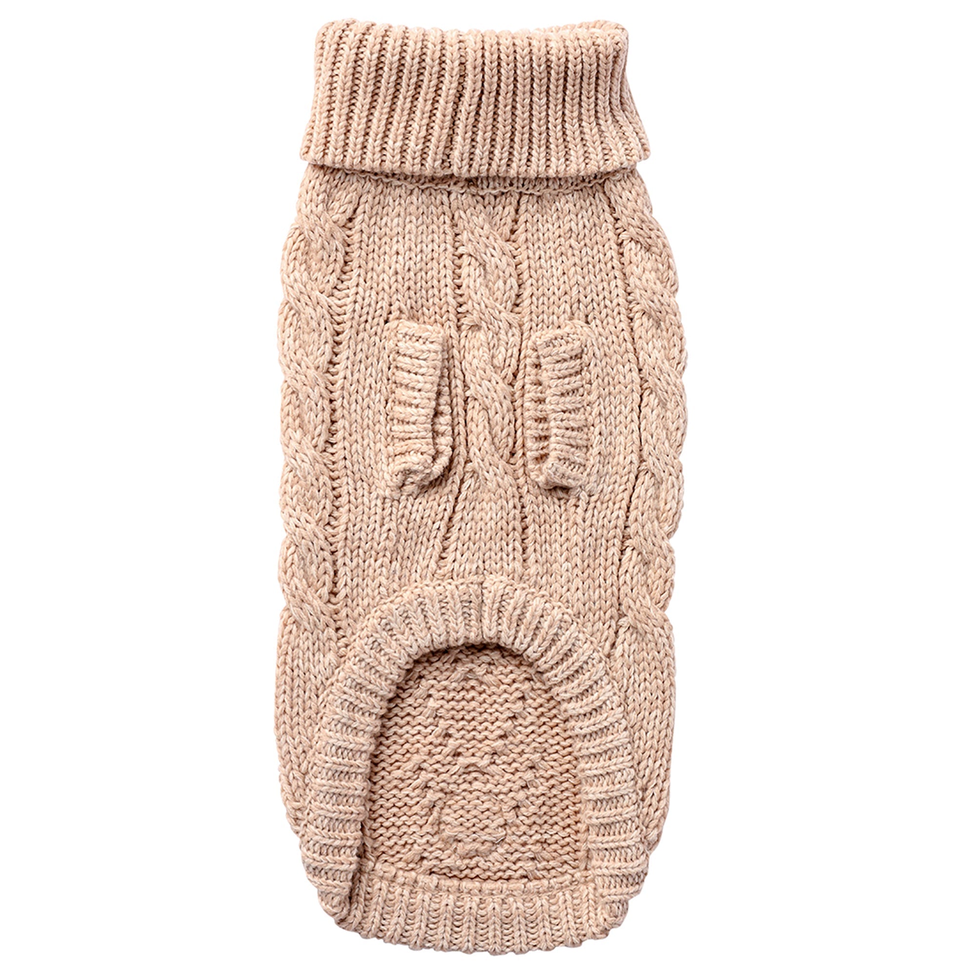 Cable Knit Dog Sweater Oatmeal – Chunky Winter Dog Turtleneck