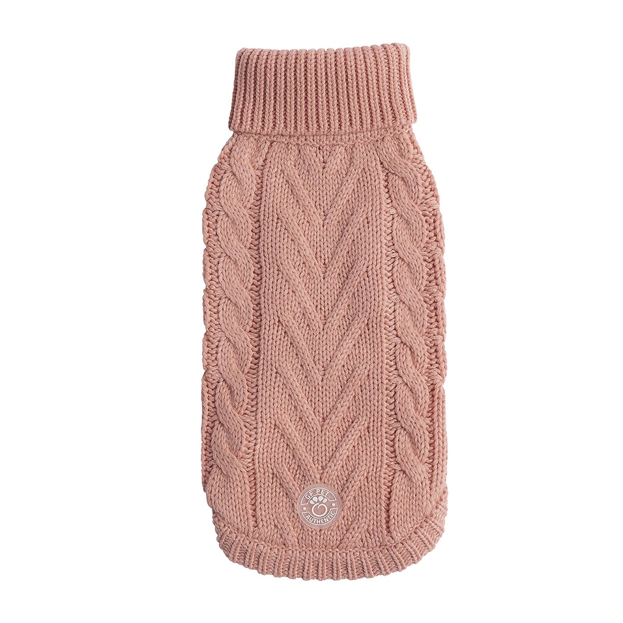 Cable Knit Dog Sweater Pink – Chunky Winter Dog Turtleneck – The