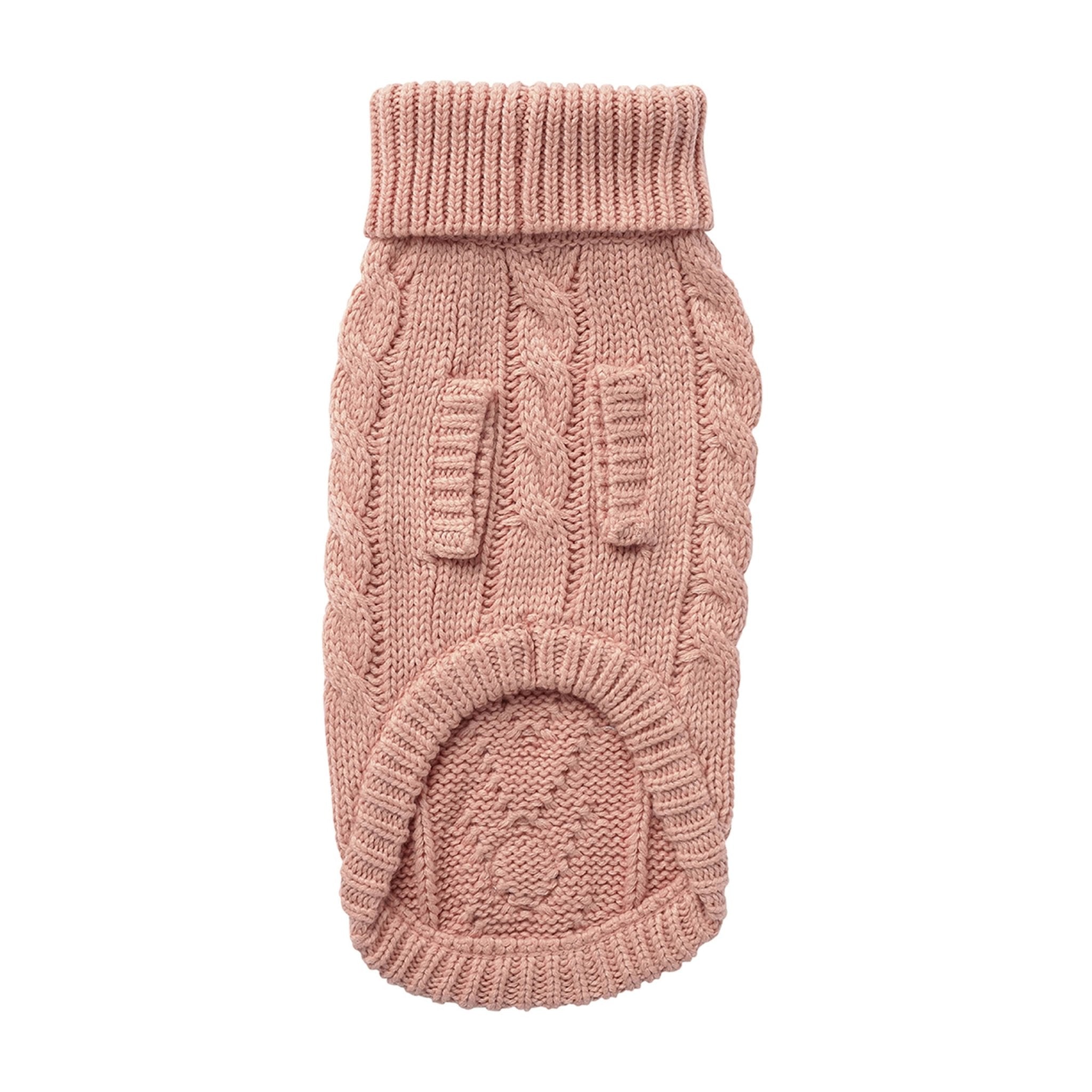 Cable Knit Dog Sweater Pink – Chunky Winter Dog Turtleneck – The