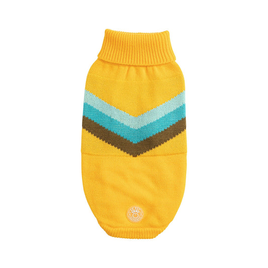 Alpine Chevron Dog Sweater - Yellow Vintage Style Winter Dog Sweater