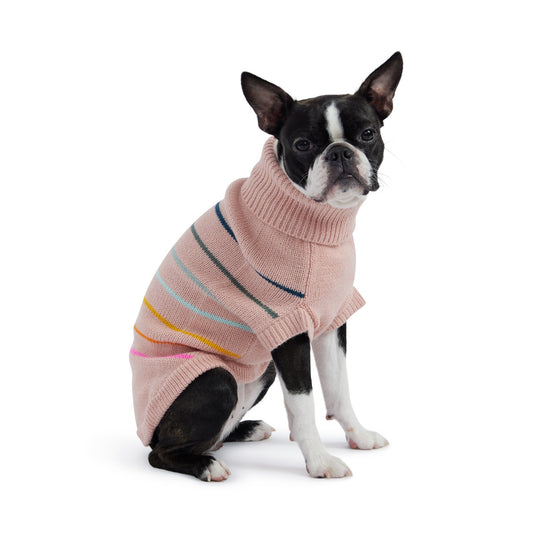 Arctic Knit Dog Sweater - Pink Stripes Winter Dog Sweaters