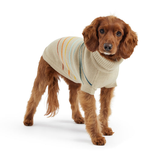 Arctic Knit Dog Sweater - Sand Cream Stripes Winter Dog Sweaters