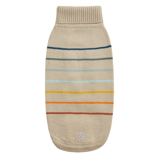Arctic Knit Dog Sweater - Sand Cream Stripes Winter Dog Sweaters