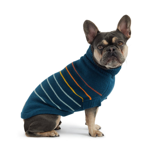 Arctic Knit Dog Sweater - Teal Stripes Winter Dog Sweaters