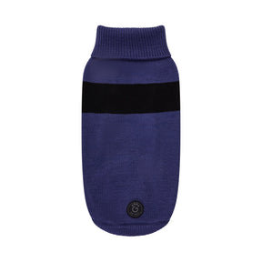 multi-knit turtleneck dog sweater for winter in blue dog sweater stretchy material comfortable