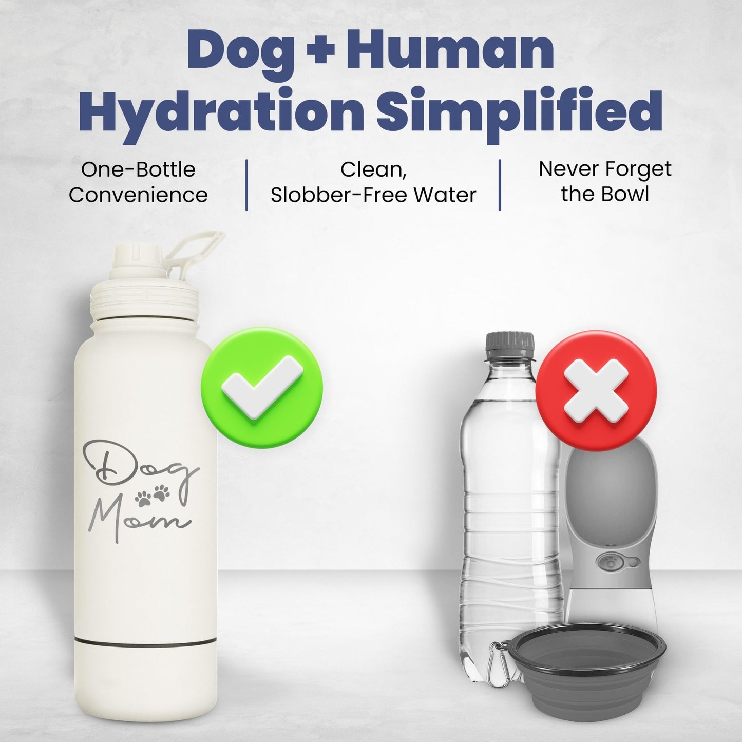 Dog + Human Water Bottle with Detachable Separate Dog Bowl
