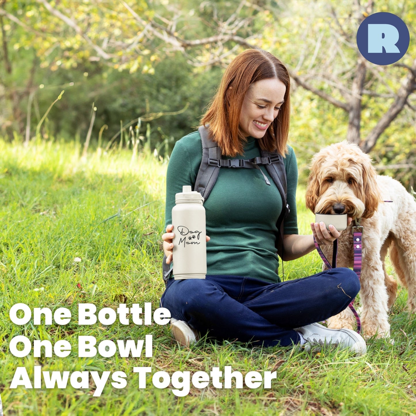 Dog + Human Water Bottle with Detachable Separate Dog Bowl