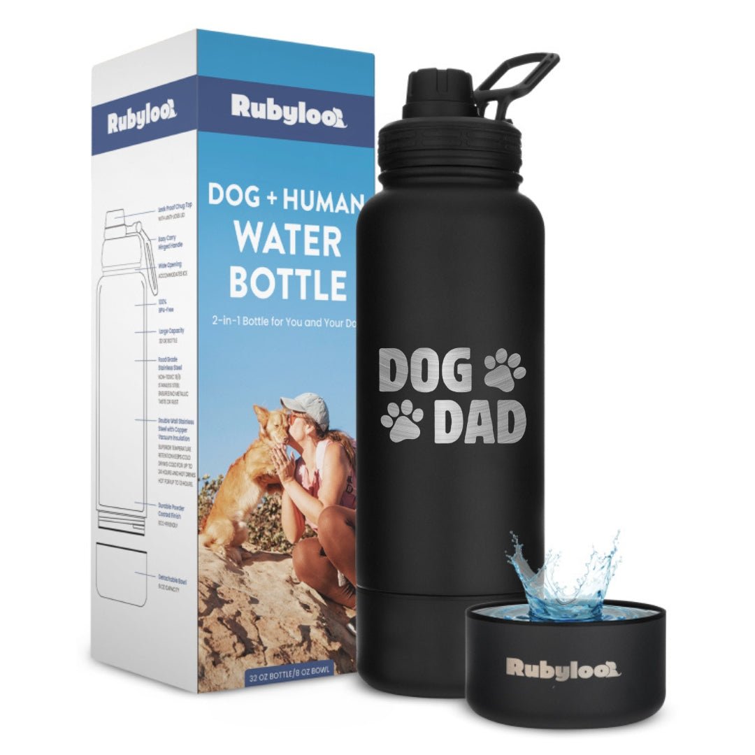 Dog + Human Water Bottle with Detachable Separate Dog Bowl