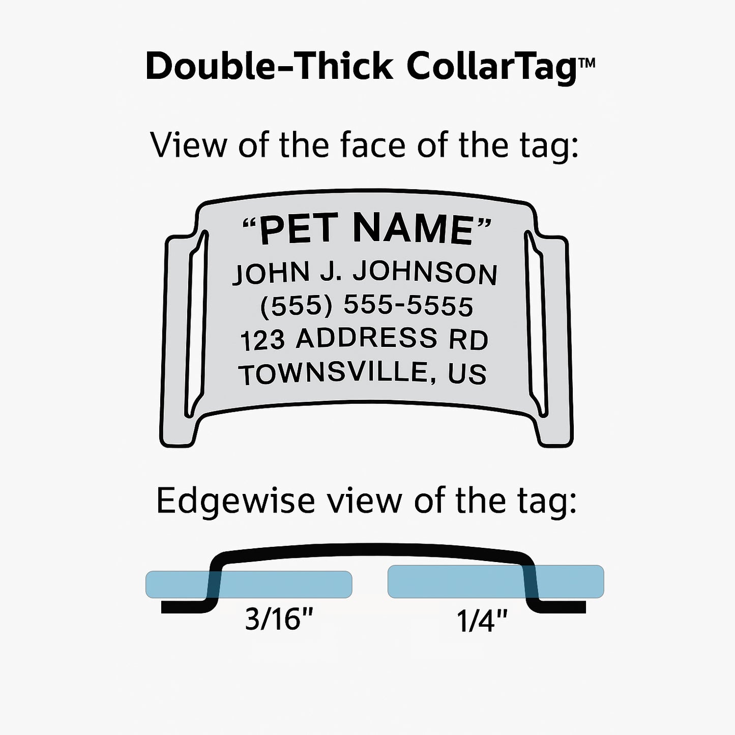 Boomerang Double-Thick Slide On Dog CollarTag™ - Stainless Steel