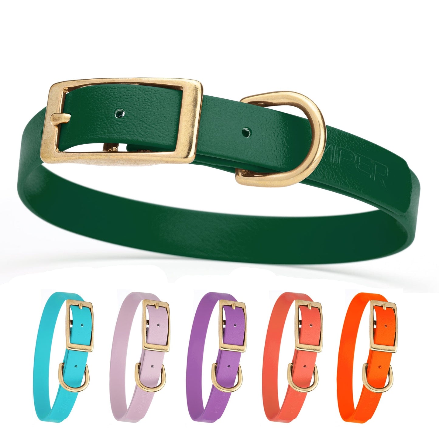 Biothane Waterproof Dog Collar - Brass Hardware - Size M (15" - 18" Neck)