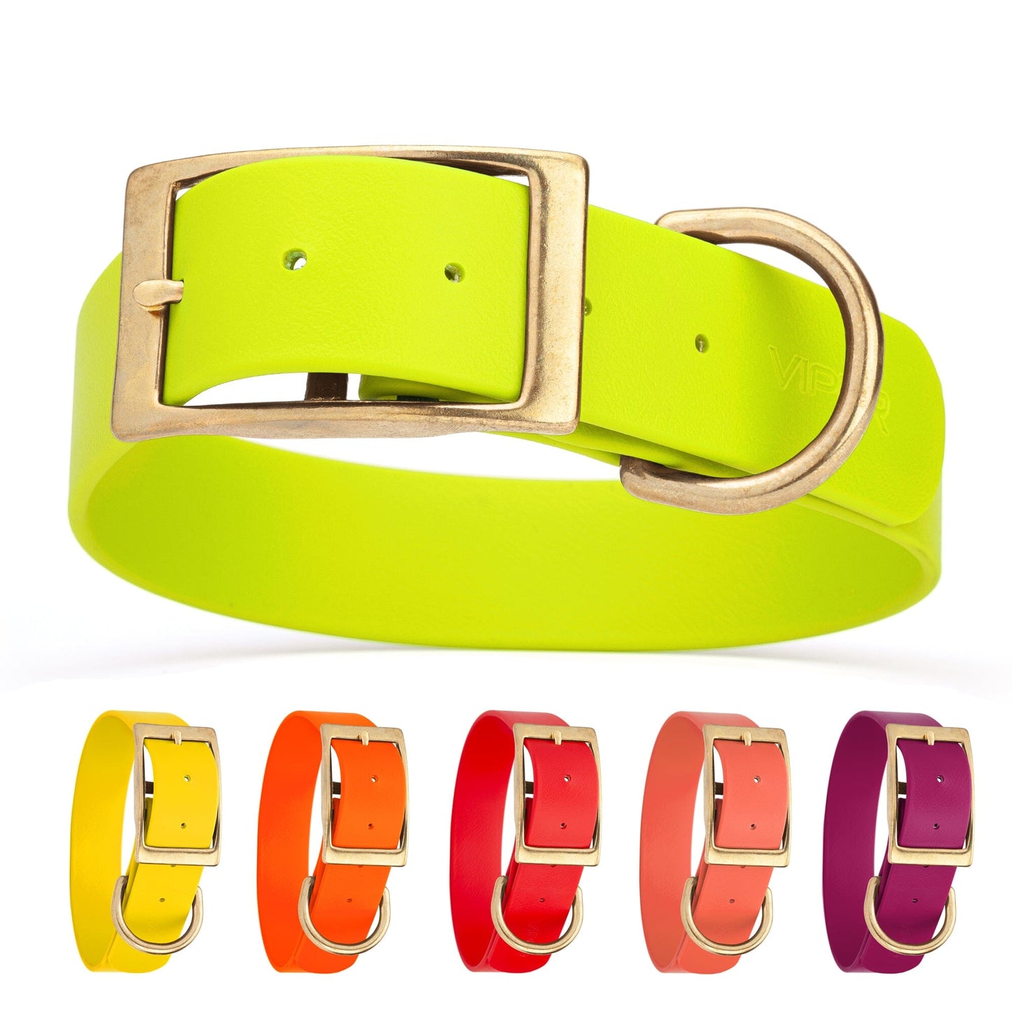 Biothane Waterproof Dog Collar - Brass Hardware - 1.5in Wide - Size XL (20" - 24" Neck)