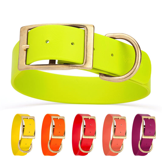 Biothane Waterproof Dog Collar - Brass Hardware - 1.5in Wide - Size XL (20" - 24" Neck)