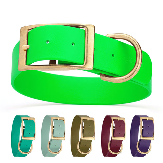 Biothane Waterproof Dog Collar - Brass Hardware - 1.5in Wide - Size XXL (24" - 28" Neck)