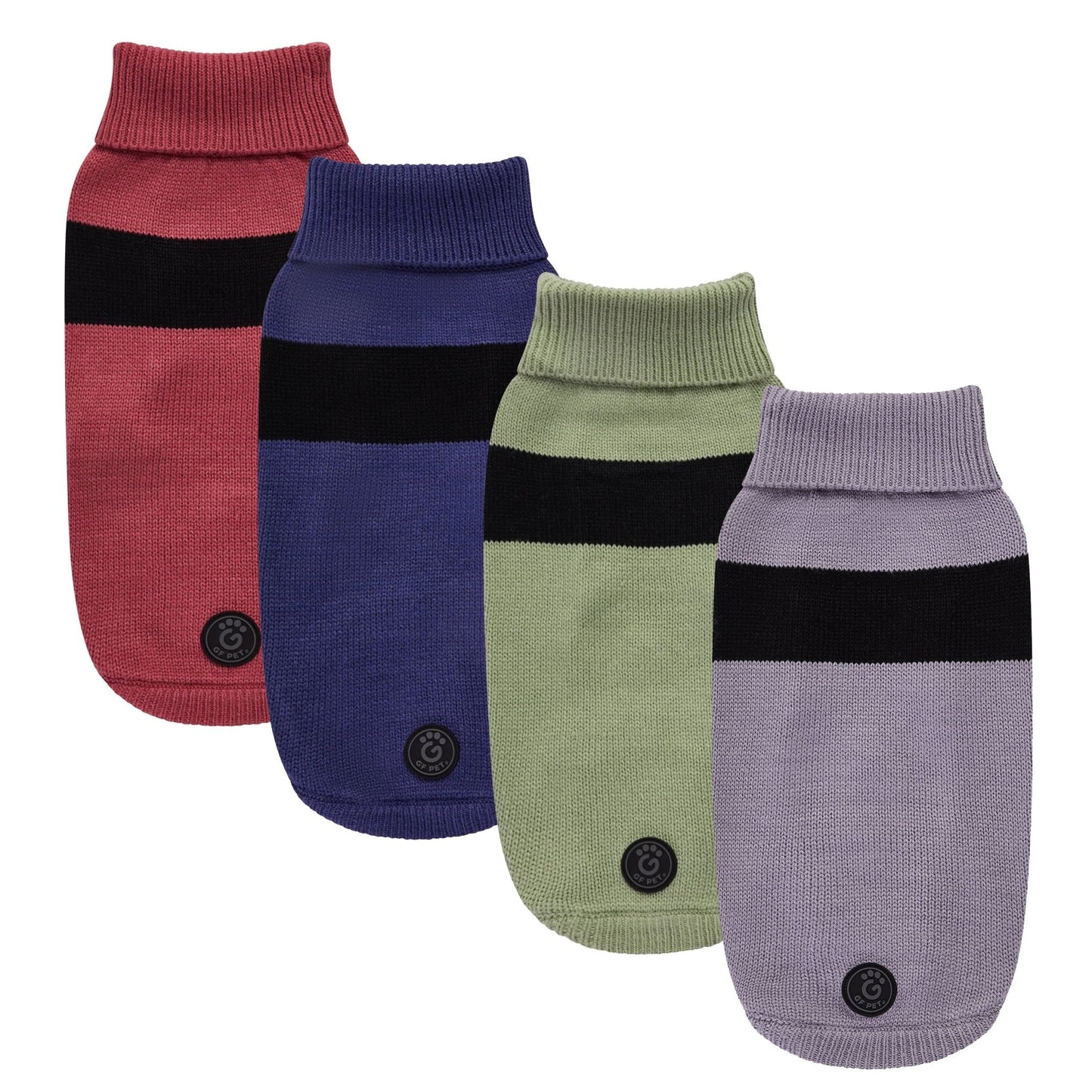 multi-knit turtleneck dog sweater for winter in multiple color options