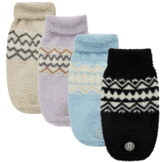 Fuzzy Dog Sweaters Winter Dog Sweaters purple blue black cream