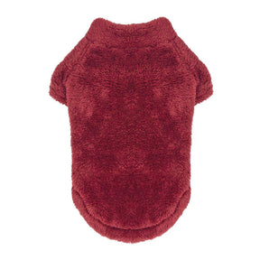 Plush Sherpa Dog Pullover Sweater | Fuzzy Soft Teddy Bear Fleece for Small to Large Dogs Burgundy Color
