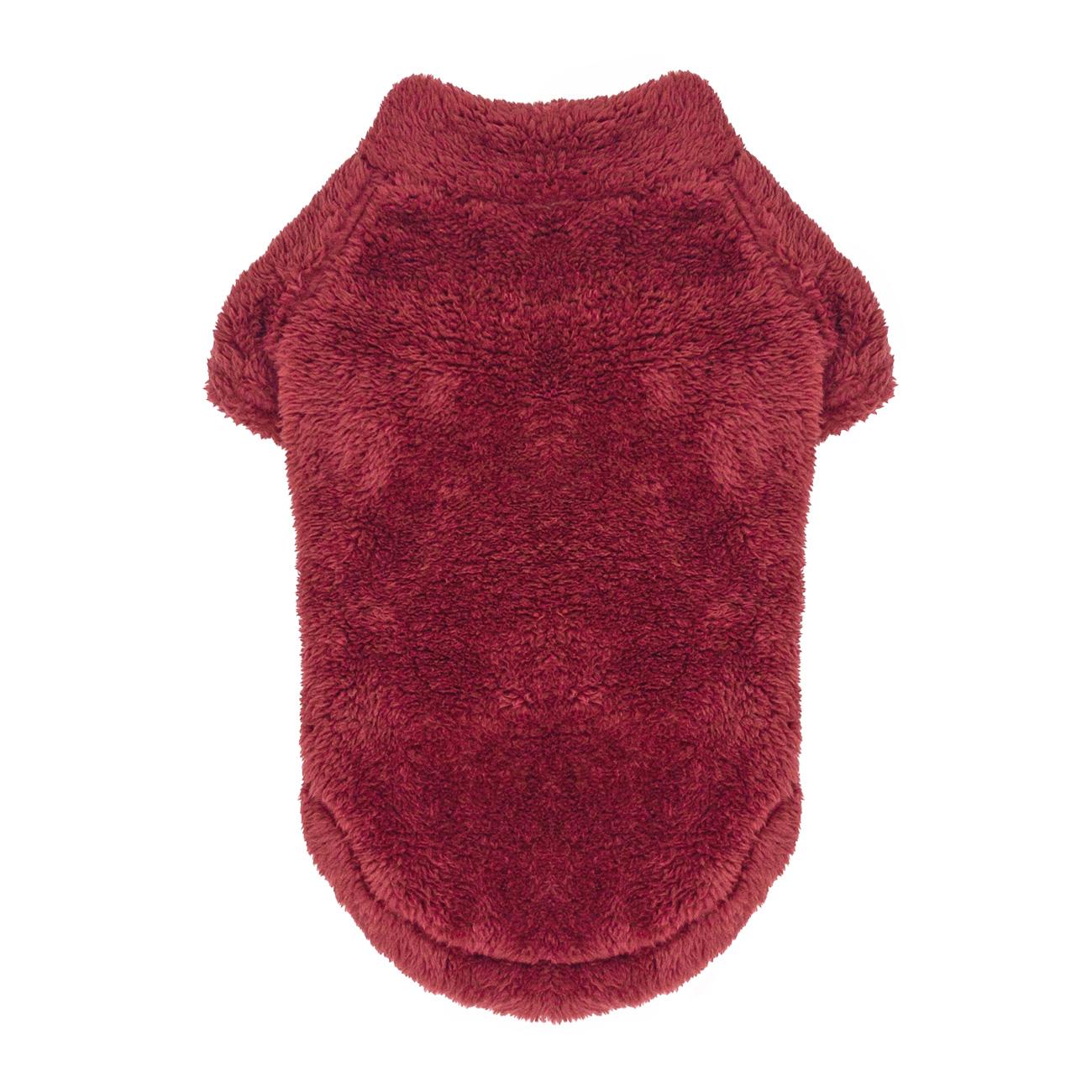 Plush Sherpa Dog Pullover Sweater | Fuzzy Soft Teddy Bear Fleece for Small to Large Dogs Burgundy Color