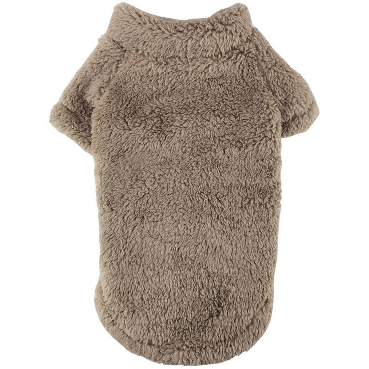 Plush Sherpa Dog Pullover Sweater | Fuzzy Soft Teddy Bear Fleece for Small to Large Dogs Light Brown Color
